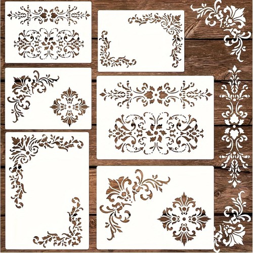 6pcs vintage damask - vintage, corner