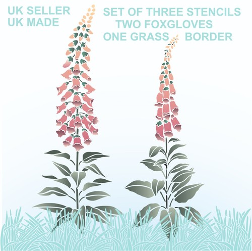 Large foxglove stencil set - stencil,