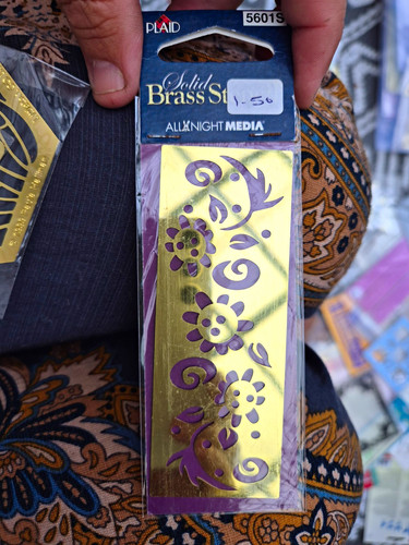 Plaid folkart brass floral - plaid,