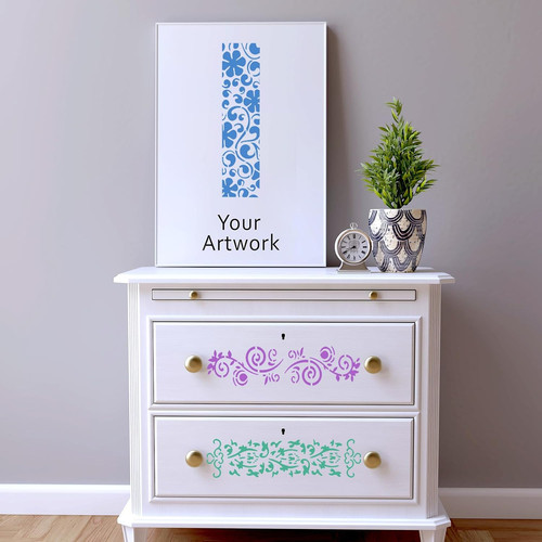 Pieces border leaf stencil - pieces,