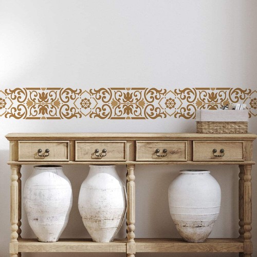 Elena floral border stencil - floral,