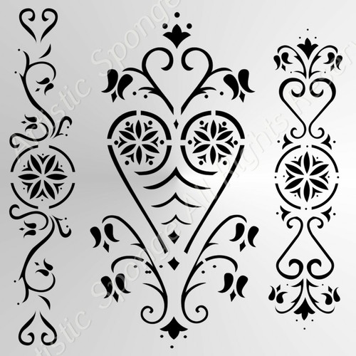 Folk borders reusable stencil - borders,