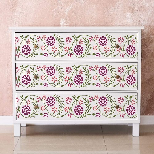 Cheerful floral border stencil - cheerful,