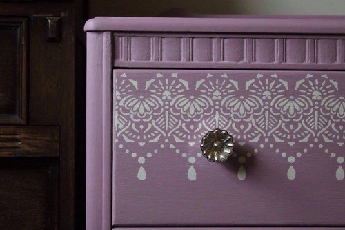 Lace large wall stencil border - lace,