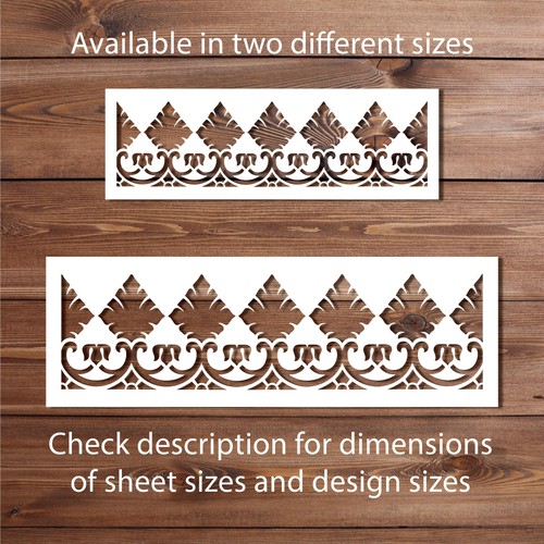 Ornate damask border stencil - border,