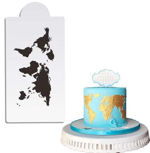 World map design cake stencil - world,