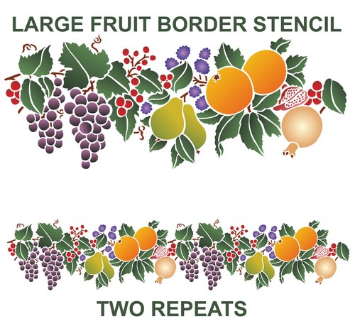 Large fruit border stencil - fruit,