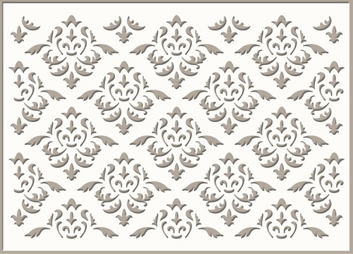 Border stencil damask floral - border,