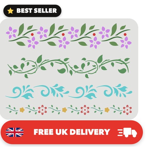 Flower border stencil - flower,