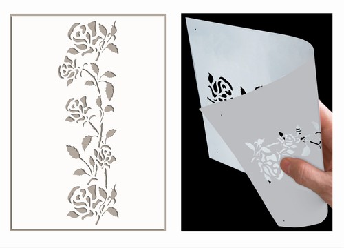 Flower stencil rose border - stencil,