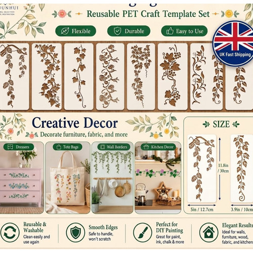 Pieces border leaf stencil - border,
