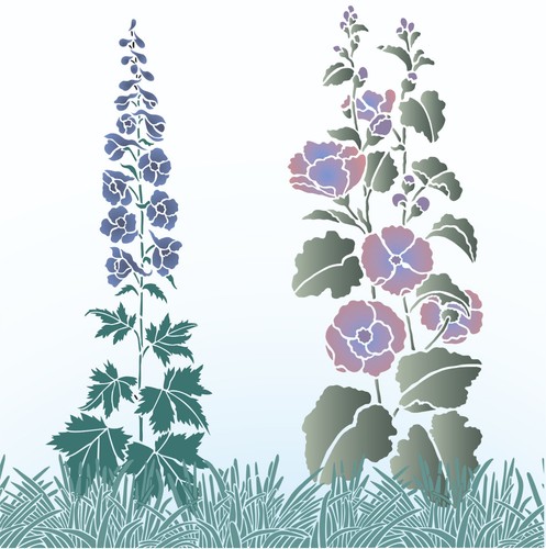 Large flower stencil set - large,