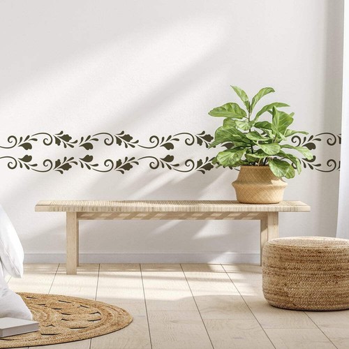 Scroll leafy border stencil - scroll,